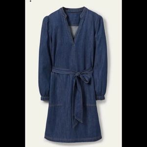 Boden Esmeralda Tie Waist Dress - Mid Vintage Denim Side Zip